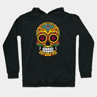 Sunlit Whispers: Sugar Skull Art - Yellow with Delicate Pink Accents Hoodie